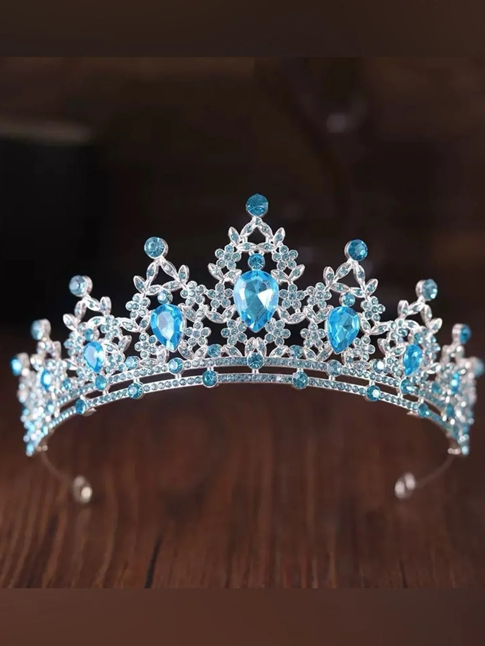 Aqua Crystal Jeweled Tiara Crown